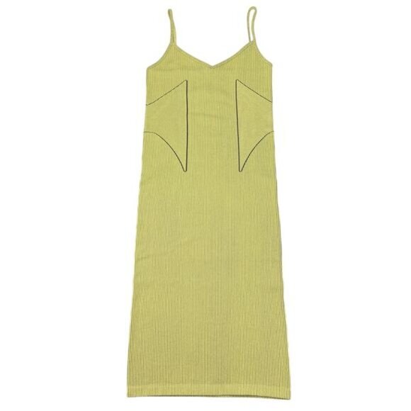 ZARA Ribbed Bodycon Dress Sz XS Yellow Black - Picture 3 of 6